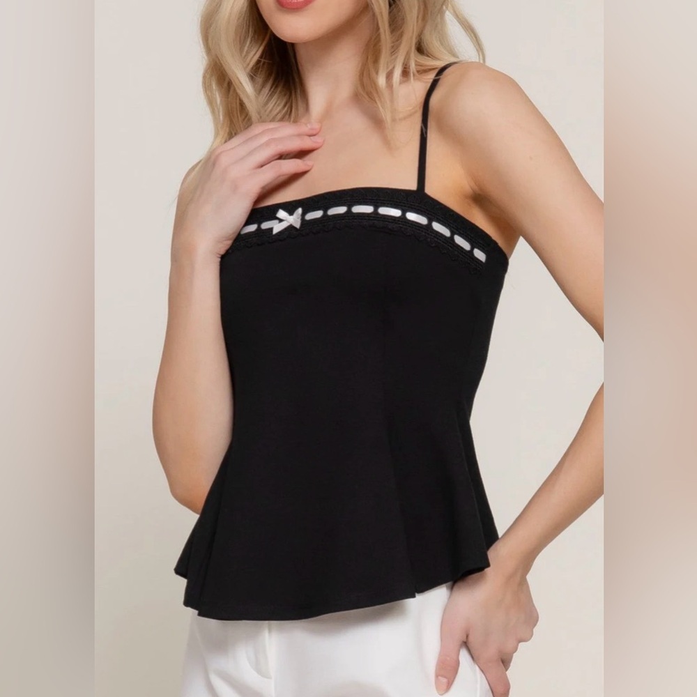 Chocolate Black Top with Label Detail